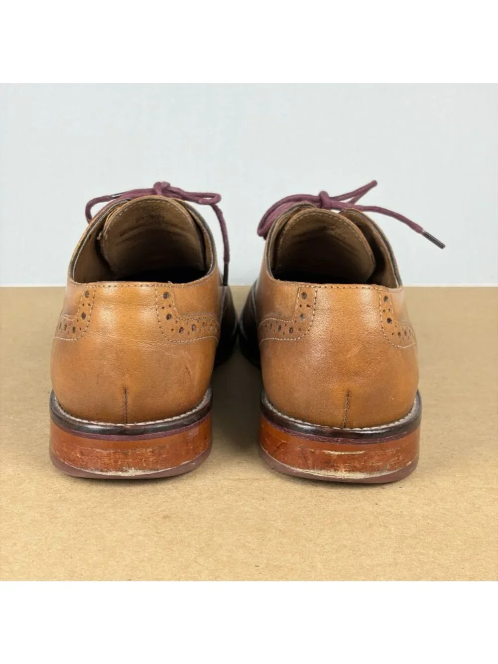 Johnston & Murphy Conrad Cap Toe Leather Oxford Shoes Mens 8 Light Brown Tan
